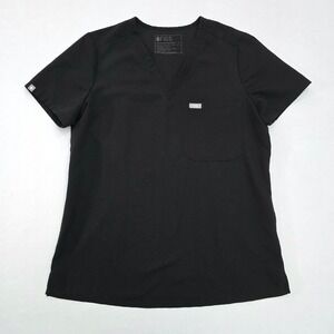 FIGS Catarina One-Pocket Scrub Top Black V-Neck Small FW1000 Womens Technical S